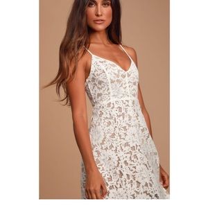 White Lace Midi Dress